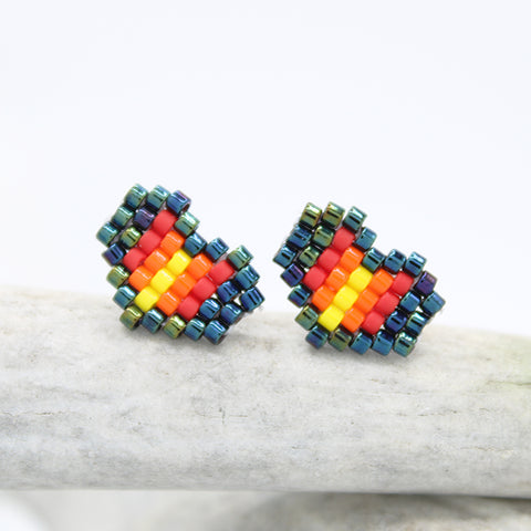 Earrings - Beaded Hearts