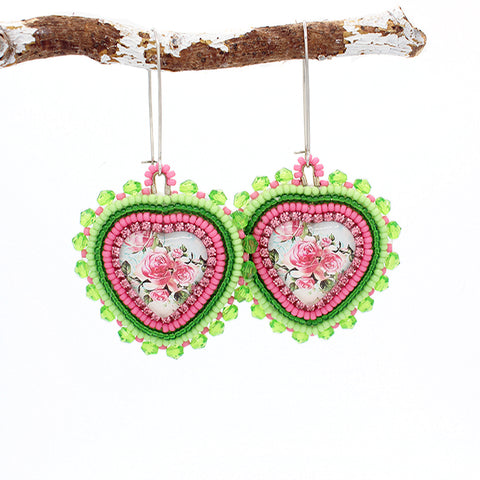 Earrings - Beaded Hearts