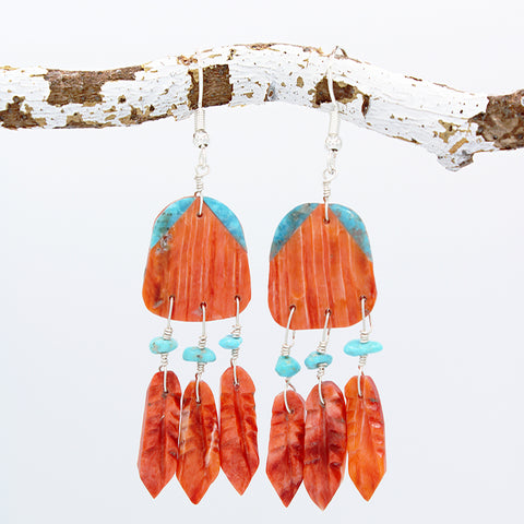 Earrings - Coral & Turquoise