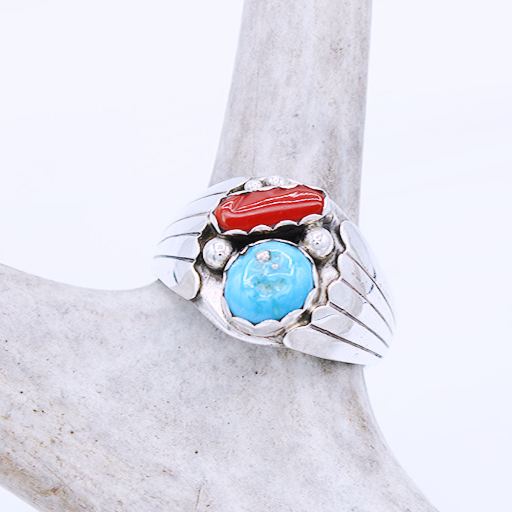 Ring - Coral & Turquoise - Men's – Cherokee Nation Gift Shop