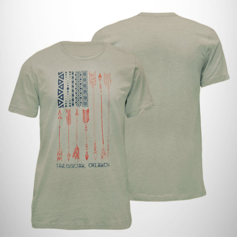 Amer. Flag/Arrows T-Shirt -Heathered Stone