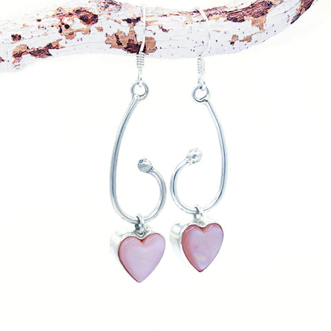 Earrings - Pink Shell Hearts